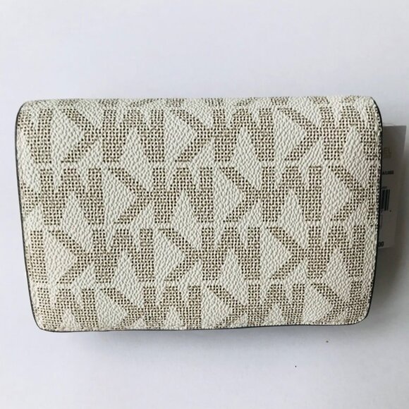 MICHAEL KORS JET SET MD Slim Wallet VANILLA / LUGG MK LOGO ID window NWT - Picture 3 of 7